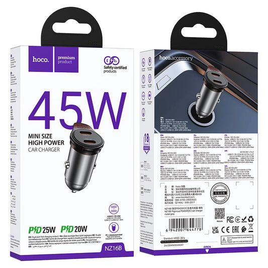 Hoco NZ16B Dual USB-C car charger