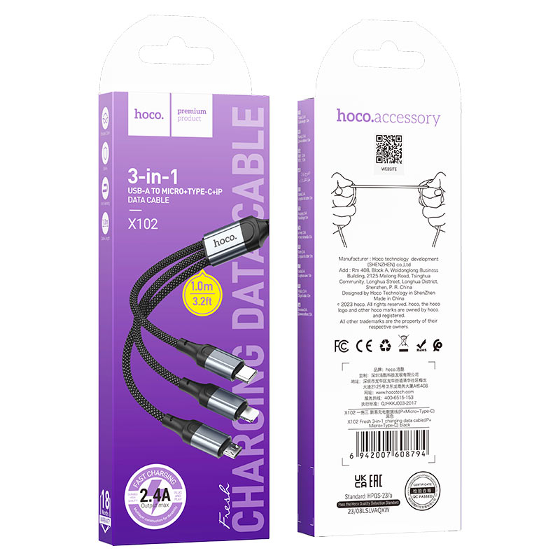 Hoco 3 in 1 Cable X102