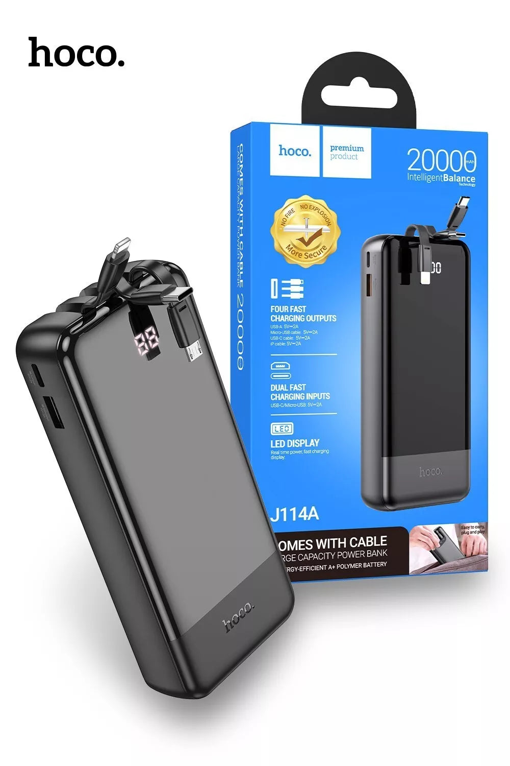 Hoco Power Bank 20000mAh with cable